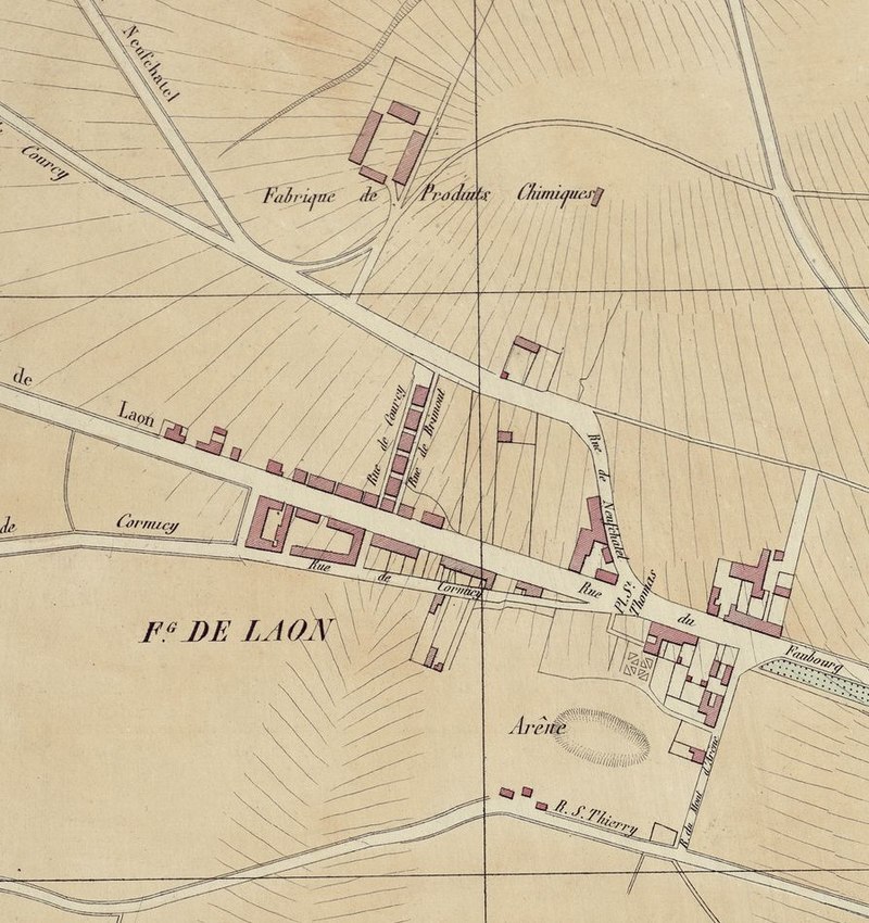 Le faubourg de Laon en 1844 sur le plan Héteau