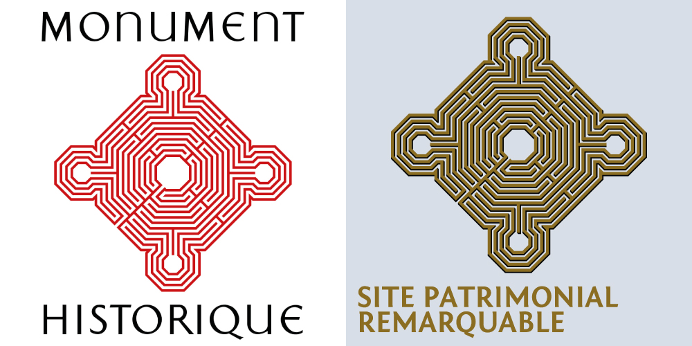 labyrinthe de Reims inspirant les logo Site Patrimonial Remarquable et Monument Historique